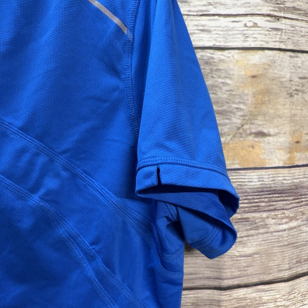 Brooks Women's XL Equilibrium Blue Zip V Neck Running Shirt Short Sleeve - Picture 7 of 10